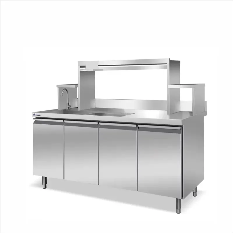 Customizable Commercial Stainless Steel Integrated Workbench Console for Professional Kitchen and Industrial Use Heavy Duty
