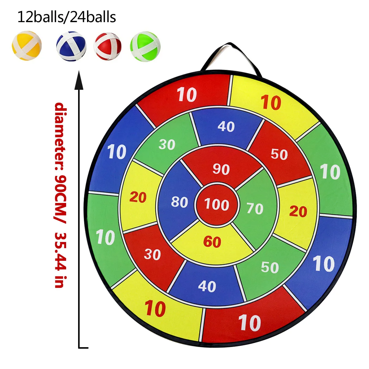 35.44-inch sticky ball dartboard, 24 balls, suitable for friend gatherings, school or family game interaction competitions,