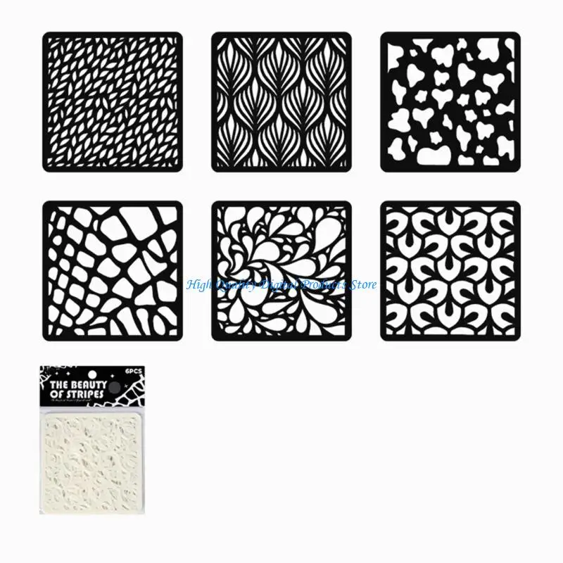 U2JE 6 個レイヤーリングステンシル絵画ジャーナルステンシルフラワー装飾テンプレート