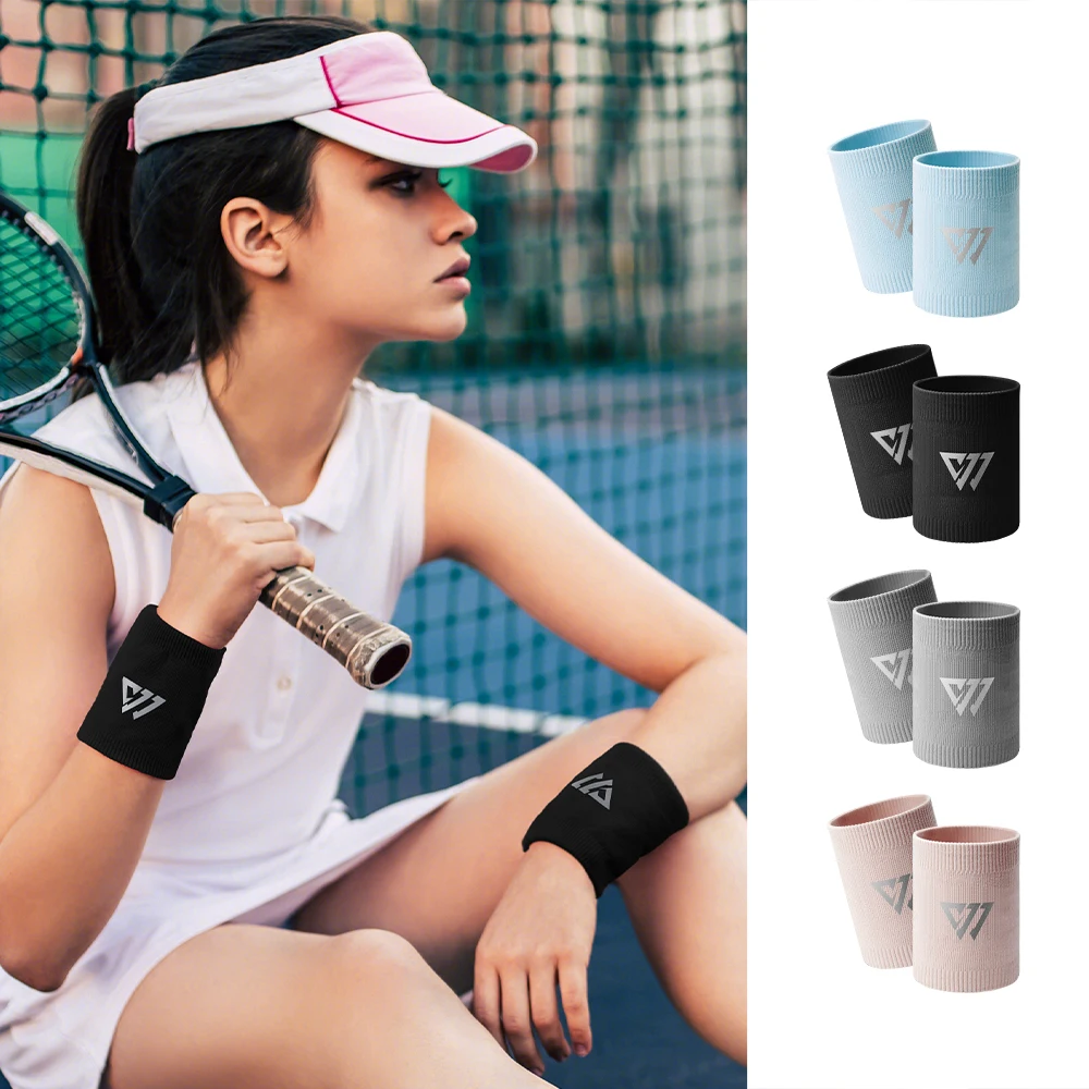 WRELS 1/2pcs Sports Wristbands Breathable Sweat Absorbing Wrist Brace Tennis Running Basketball Sweat Band Gym Fitness Wristband