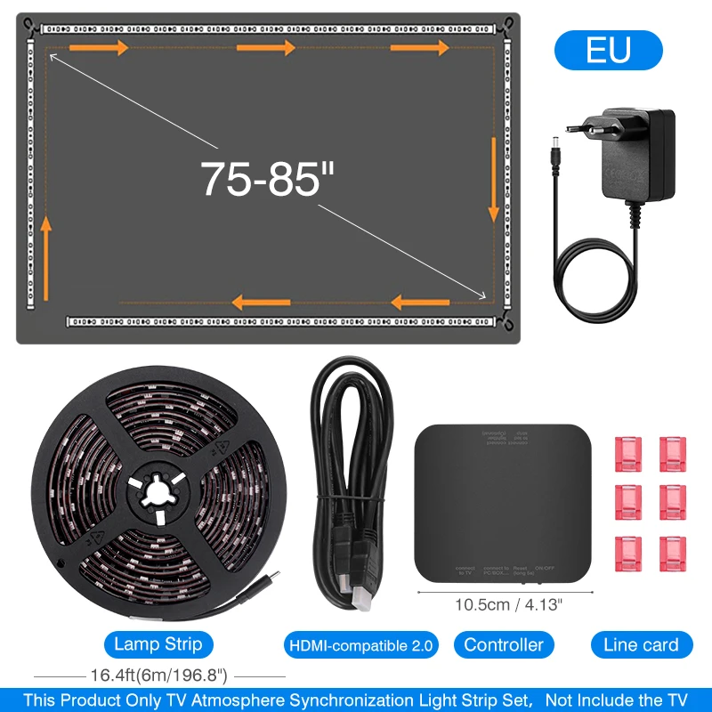 Ambient TV Led-achtergrondverlichting voor 40-85 inch kleur Real-Time Sync Box Light Strip voor 4K HDMI-compatibel 2.0 apparaat Sync Box Light Kit