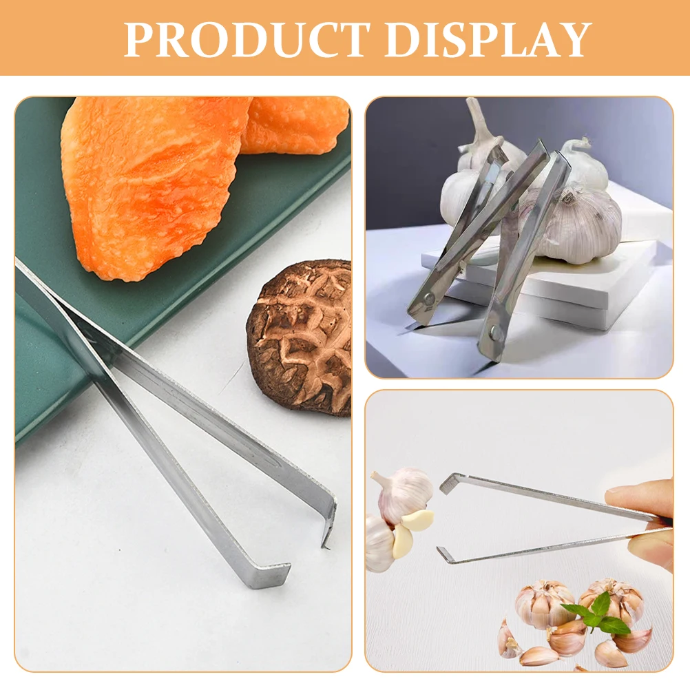 

2Pcs Garlic Peeler Stainless Steel Plier Tool Practical Home Outing Use Garlic Tweezer Fine Bone Tweezer