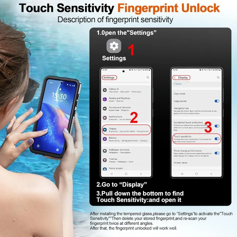IP68 Wasserdichtes Gehäuse für Samsung S26 Ultra S25 S24 Ultra Plus A57 A37 Vollständiger Körperschutz Unterwasser-Tauchhülle – Detail 5