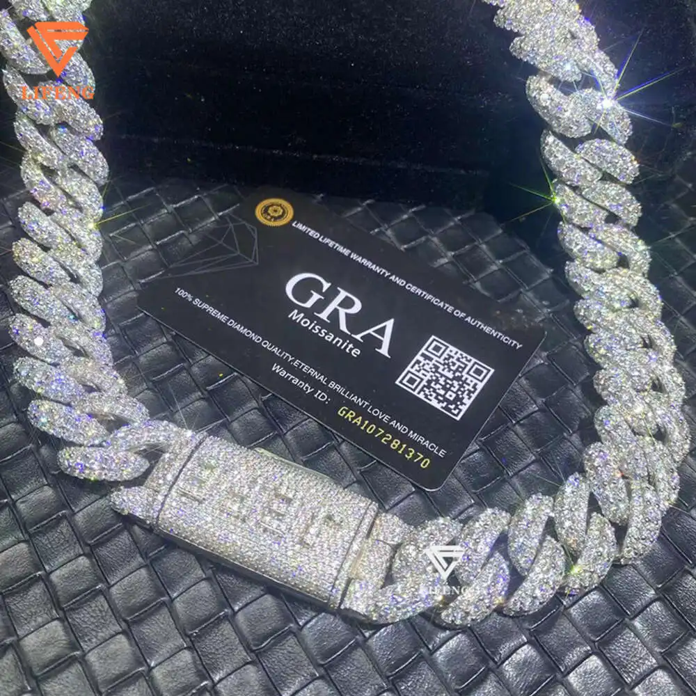 Selling Fashion Style 925 Silver Chain Pass the Diamond Test White Gold Cuban Link Chain d Vvs 1 Moissanite Necklace