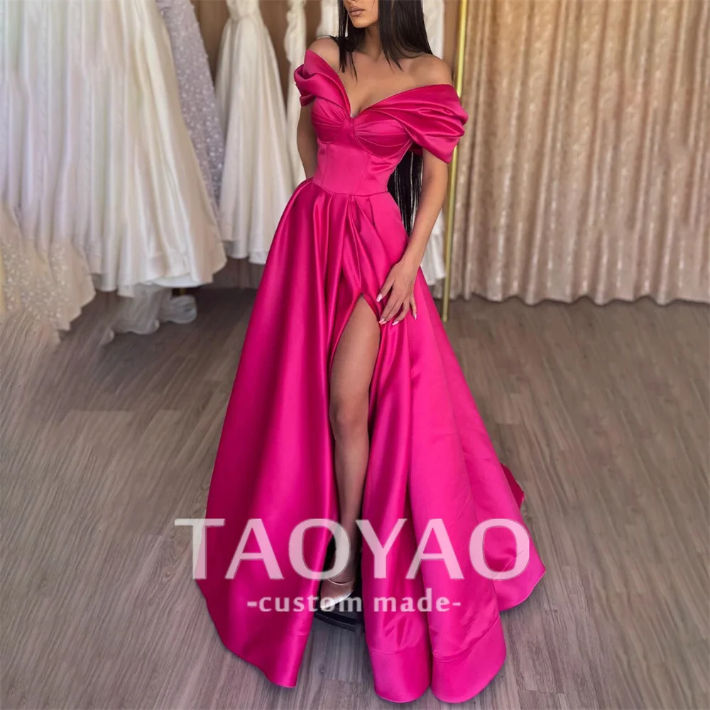 

Modern A Line Evening Dresses Off-Shoulder With High Slit Chic Wedding Dress Party Dresses Prom Dress Vestidos De Fiesta