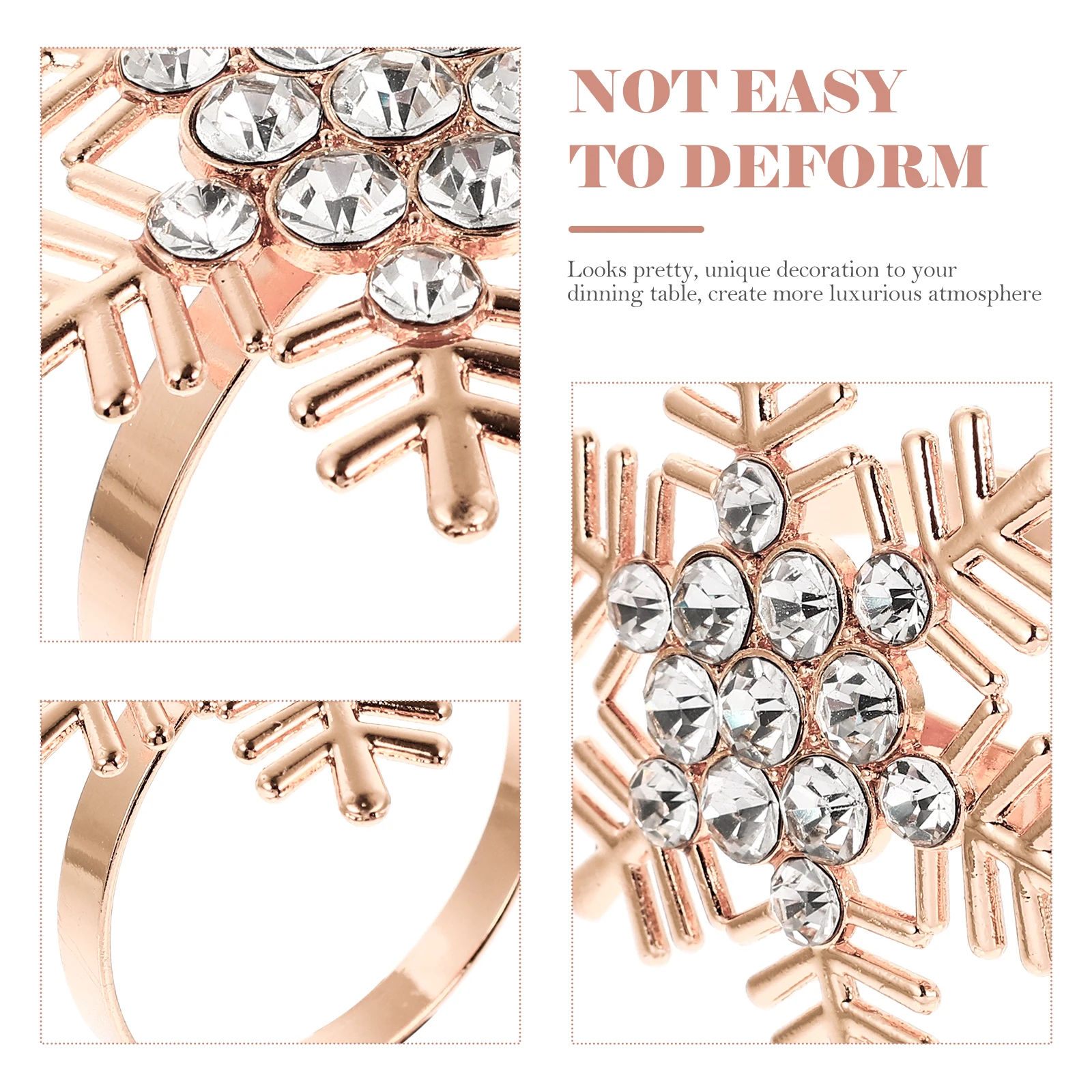 

5pcs Christmas Rings Xmas Napkin Ring Snowflake Shaped Party Table Decor Elegant Wedding Prom Decoration