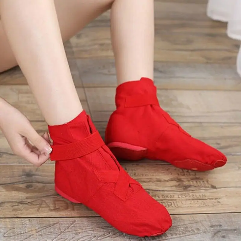 Women Ballet Dance Shoes Women High Top Canvas Jazz Boots Soft-soled Shoes Girls Ballroom Trainers Jazz Performance Sneakers