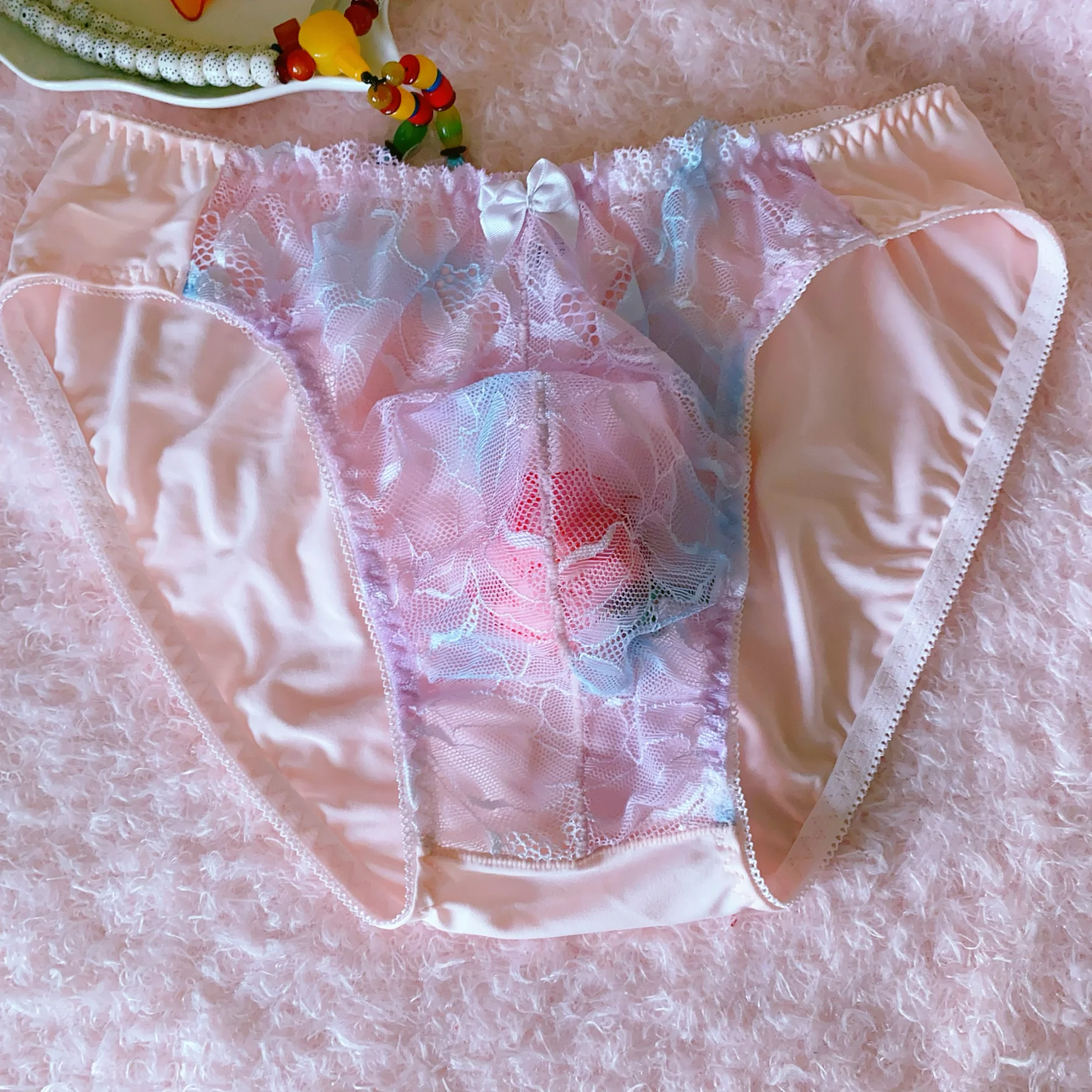 Slip rosa con design in pizzo dolce da uomo BF regalo Sissy LGBQ Live Show Private FKK Party Costumi di danza Mutandine