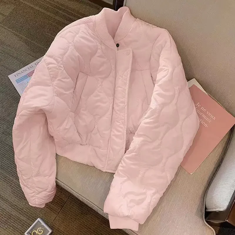 White Thickened Short Jacket Women's Fashionable Winter Outerwear Korean Style Small Size Coat Desig