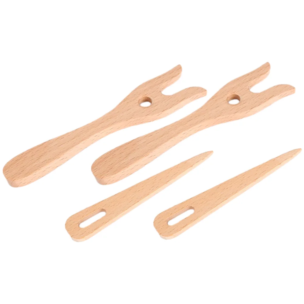 

2 Sets Beech Wood Fork Weaving Machine Crochet Kit Knitting Forks Tapestries Hooks Craft Woven Tools Beaded Wooden Needles