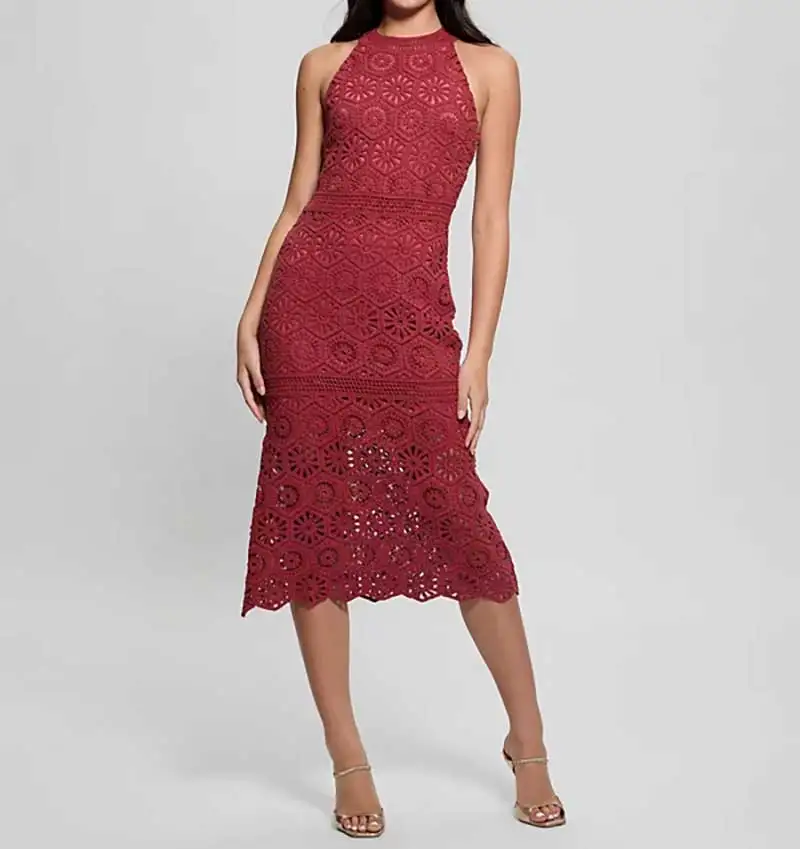 

Elegant Lace Knee-Length Sleeveless Evening Dress for Women Prom Dresses Cocktail Party Dresses Wedding Guest Dresses