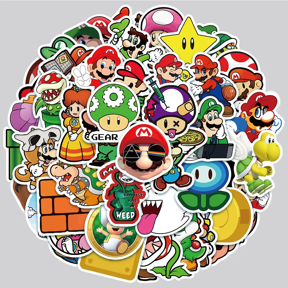 10/30/50pcs Cartoon Anime Super Mario Game Stickers Decals DIY Laptop Notebook Phone Funny Decoration Sticker Kids Classics Toys