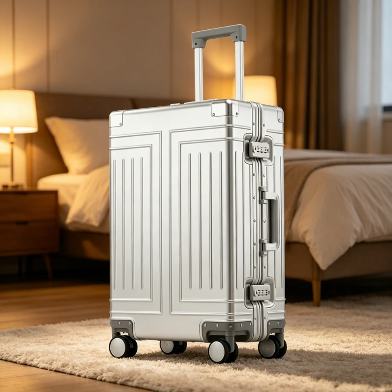 Koffer aus Aluminium-Magnesium-Legierung mit Rollen, Business-Gepäck, Koffer mit Zahlenschloss, große Kapazität, Reisekoffer