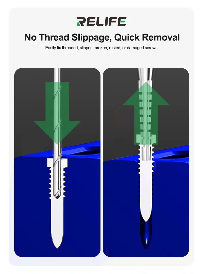 Relife TX1 Alloy Sliding Thread Drill Bit for Removes Stripped Thread Screws For iPhone Bottom Reverse Out Damaged Screws Tools