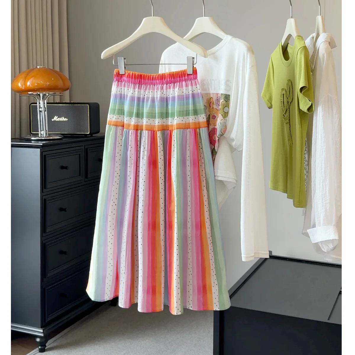 2026 Good Quality Women Summer Colorful A-Line Long Skirts High Waist Beige Party Maxi Skirts Faldas Femme Streetwear