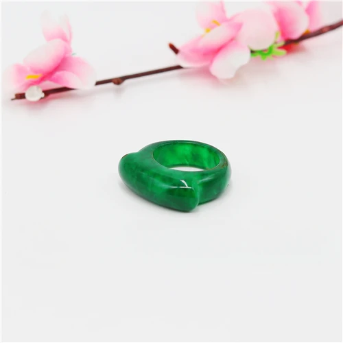 Natural Green Jade Ring Chinese Jadeite Amulet Fashion Charm Jewelry Carved Crafts Gifts for Women Men