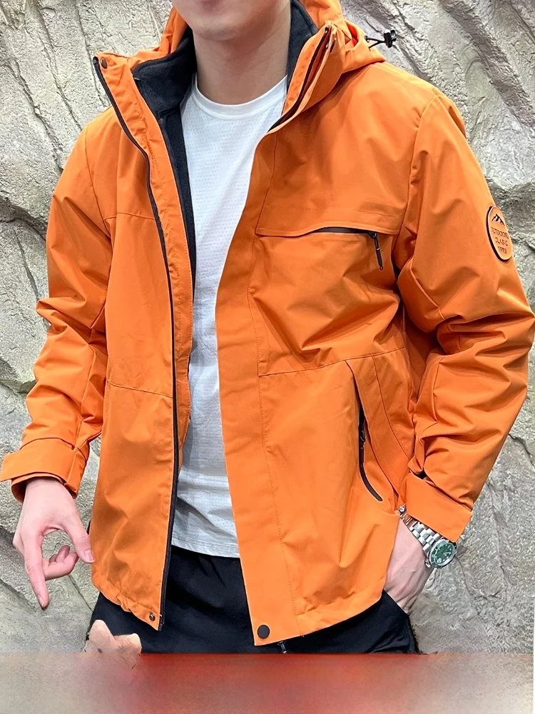 

ex Tee-in-One Detachable Inner aphene Bla Gold Winter Jaet Outdoor Windproof Zipper Closure Long Sve Coat