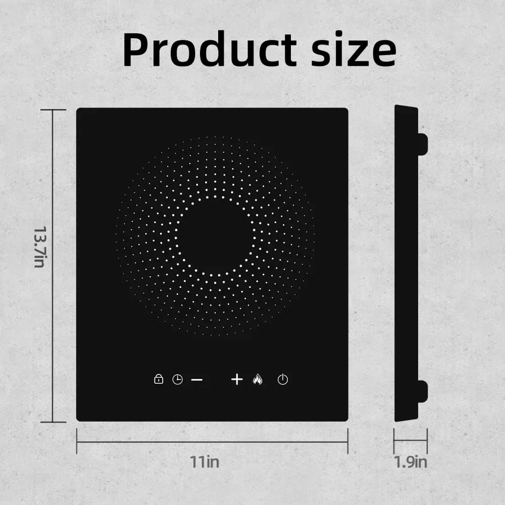 Cocina de Inducción portátil, Cocina de Inducción eléctrica y quemador, temporizador de 3 horas, placa de cocción táctil inteligente y función de bloqueo de seguridad, negro