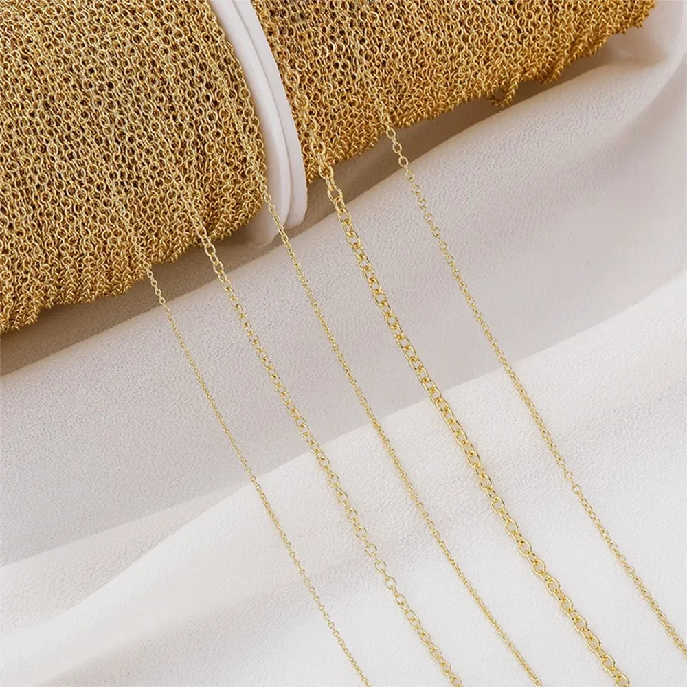 

14K Gold-Color Flat O-line Chain Extension Chain, Handmade Diy Bracelet, Necklace, Jewelry, Material Accessories L012