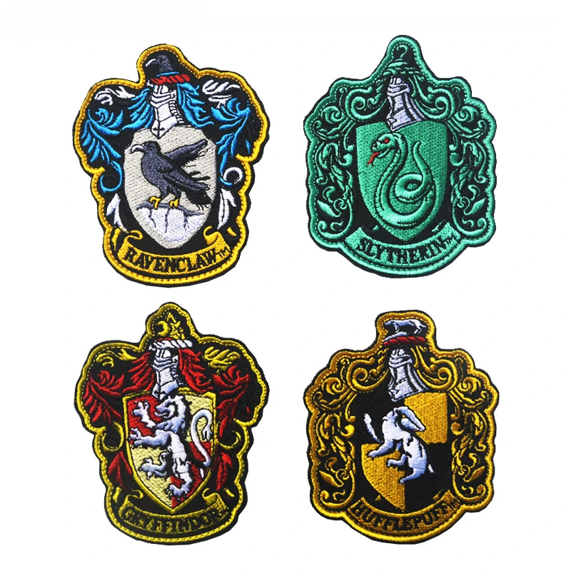 Four Major College Emblem Embroidered Patches Snake Eagle Badger Lion Hook and loop Patches Tactical Backpack Iron-on Stickers