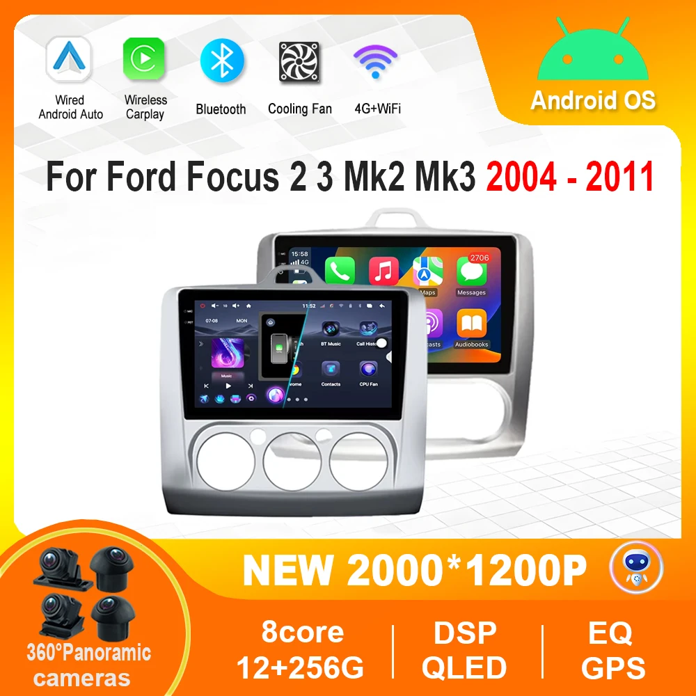 

for Ford Focus 2 3 Mk2 Mk3 2004 - 2011 Android Auto Car Radio Multimedia Video Player Stereo Bluetooth 4G WiFi GPS Navigation