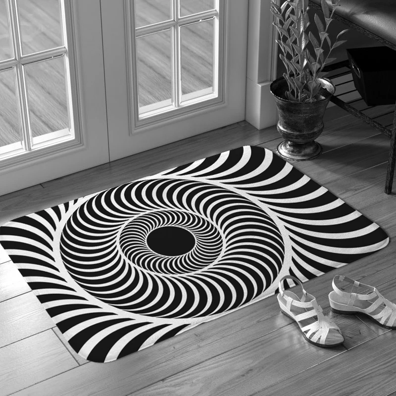 3D Vortex Illusion Geometric Optical Carpet Entrance of House Balcony Non-slip Floor Mat Kitchen Hallway Bedroom Bathroom Rug