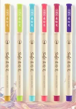 Dianshi 6pcs Soft Drawing Pen Soft Head Marking Pen Color Painting Brush Hand Account Pen Student Calligraphy Pen DS-827S
