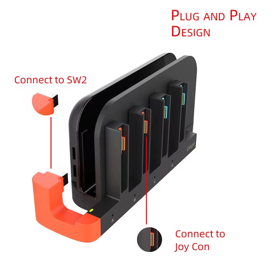 قاعدة شحن وحامل محطة حامل لجهاز نينتندو سويتش 2 Joy Controller PW-SW2185 Switch NS 2 Joy Charger Dock