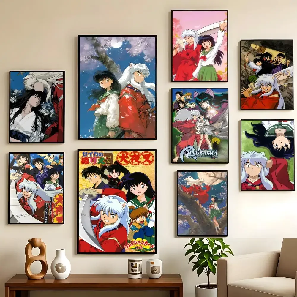 Affiche Anime I-Inuyasha, autocollants muraux imperméables, décoration de maison pour bar, chambre à coucher, tendance