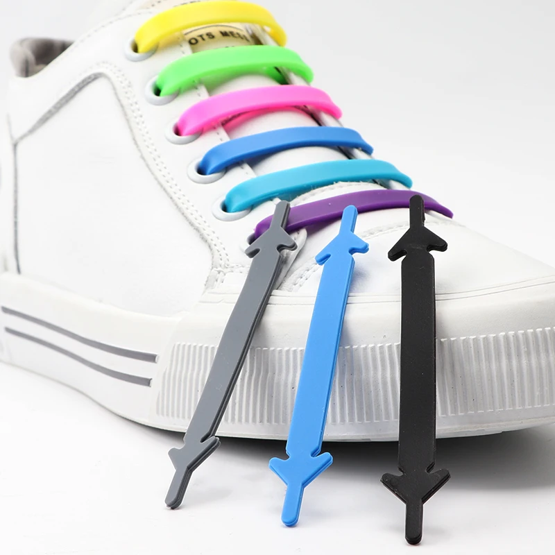 12Pcs/Set Silicone Shoelaces Elastic laces Sneakers Lazy No Tie Shoelace Kids Adult Quick Lace Rubber Bands Sports Shoestrings