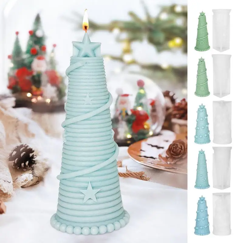 Christmas Tree Silicone Mold Art Craft Kit Candle Mold Home Decor DIY Geometric Shapes Gift Star Topper Christmas Silicone Mold