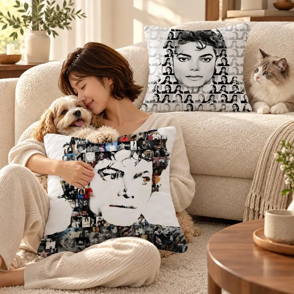 Singer Michael Jackson   Cushion Cover Soft Short Plush Throw Pillowcase Sofa Bedroom Home Decor Holiday Gift