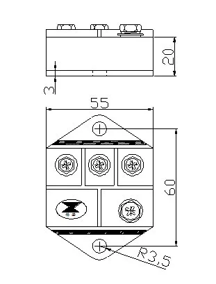 Rectifier controller module: MXY(L)70-16 MXG(L)70-16 70A 1600V ( Four terminal / Installation pitch 60mm )