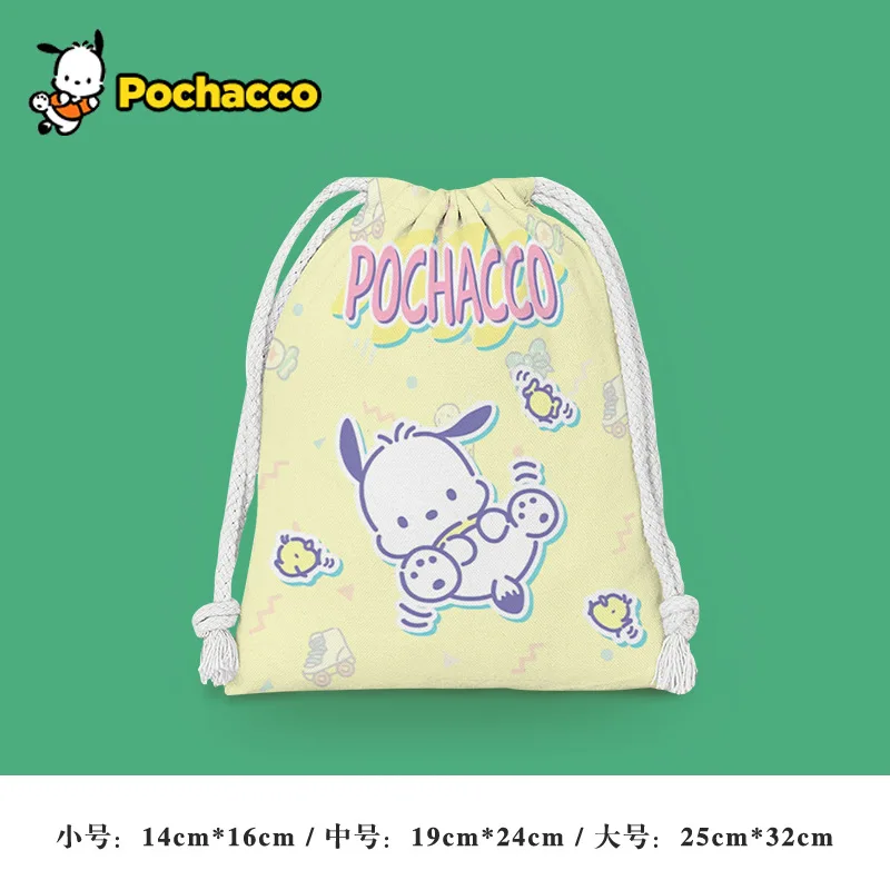 Sanrio-Bolsa de almacenamiento con cordón Hello Kitty, bolsa plegable portátil impermeable con estampado de Pochacco de dibujos animados de Anime,