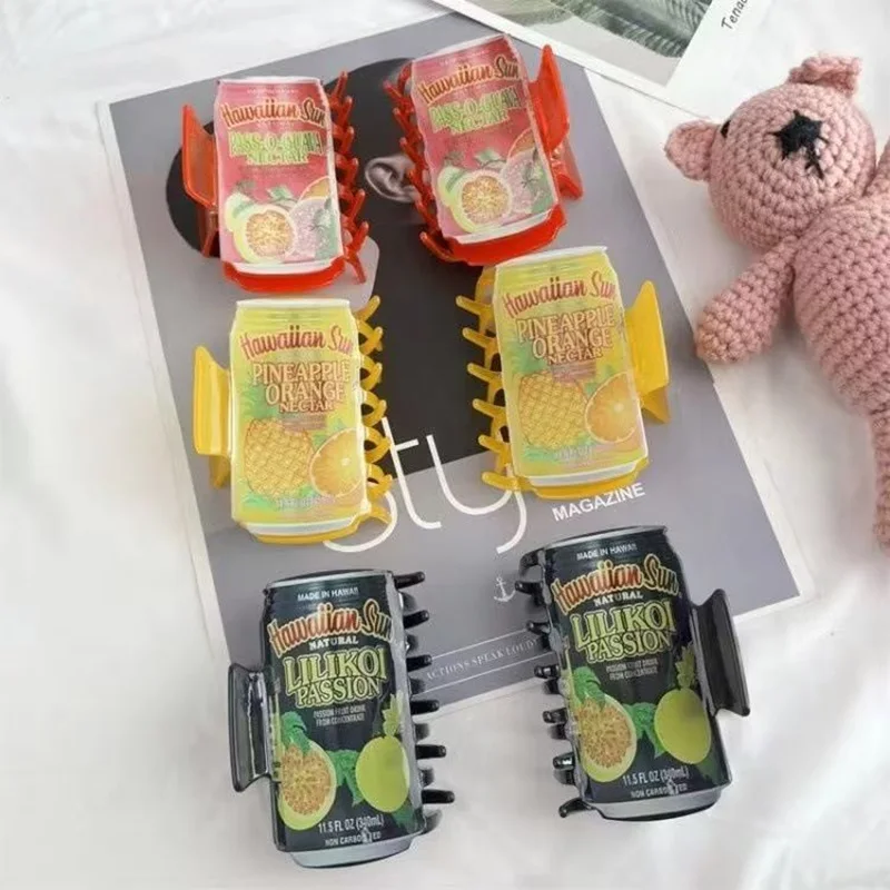 

Hawaiian Style Acetate Funny Cartoon Beverage Drink Shape Hair Clip Women's 2026 New Shark Clip for thick Hair Heawear