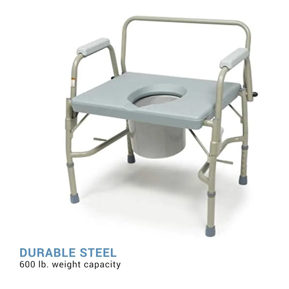 كرسي صوان بجانب السرير 3 في 1 مع مقعد مرحاض مرتفع وإطار أمان واسع للغاية وسعة عالية #3