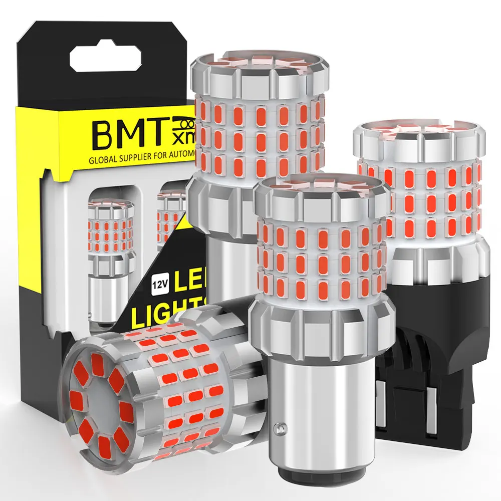 BMTxms RED BAY15D P21/5W BAW15D PR21/5W BAZ15D P21/4W LED Brake Lights 62SMD T20 7443 W21/5W P27/5W P21W Led Car Moto Stop Lamp