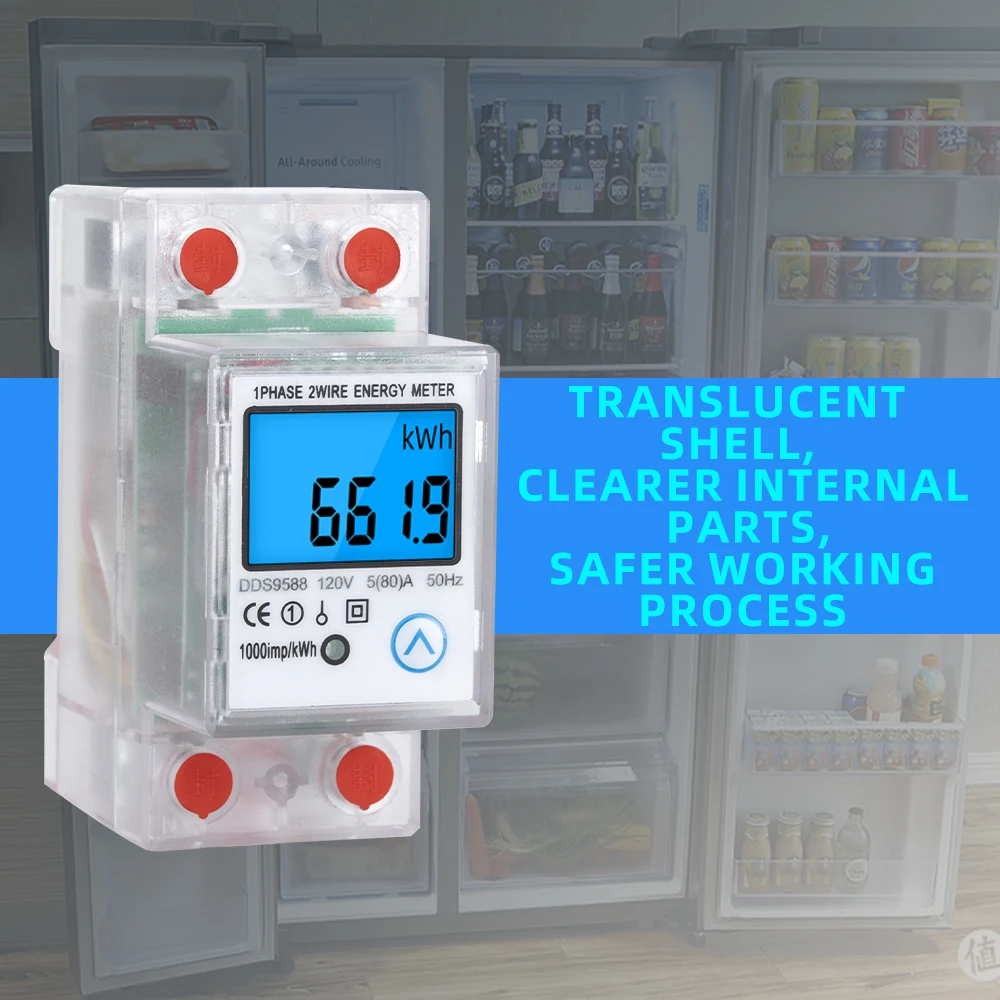 AC 80A 230V nuovo misuratore di kWh digitale monofase su guida Din contatore di consumo energetico wattmetro Reset elettronico Zero