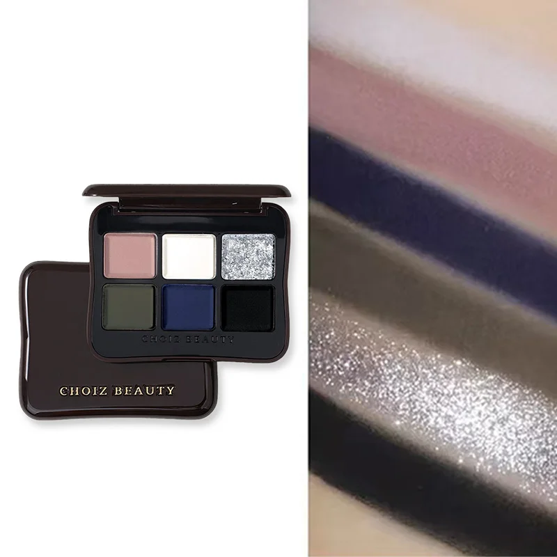 

Палетка теней для век CHOIZ BEAUTY, 6 цветов: матовые, глиттерные, хамелеон, красные, черные, высокопигментированные, готика, панк, стойкий макияж для Хэллоуина