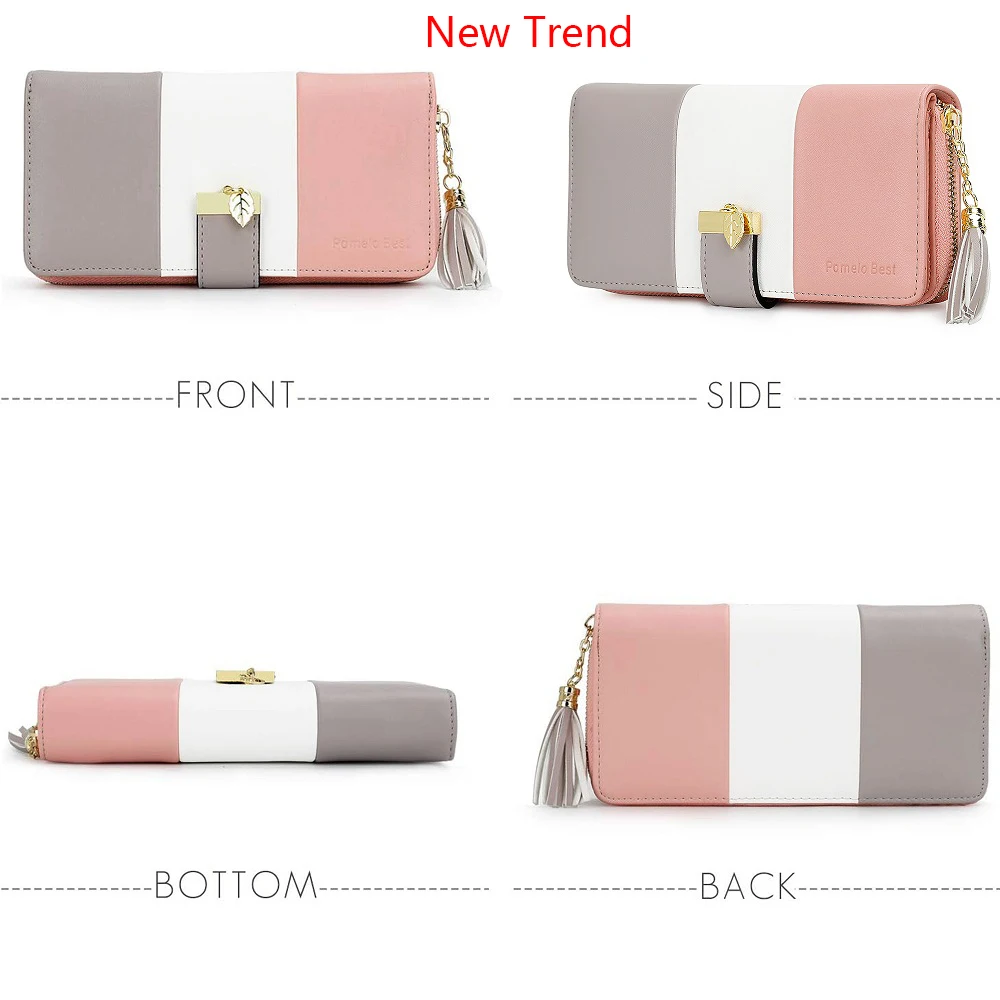 Latest model Fashion Zipper Wallets Womens large capacity Purses Handbags Coin Purse 9 Cards Holder PU Leather Billfold Wallet