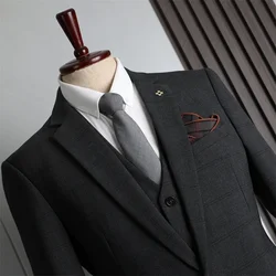 (19) Customized New Plaid Suit Men's Slim Business Formal Wear Wedding Groomsmen Suit