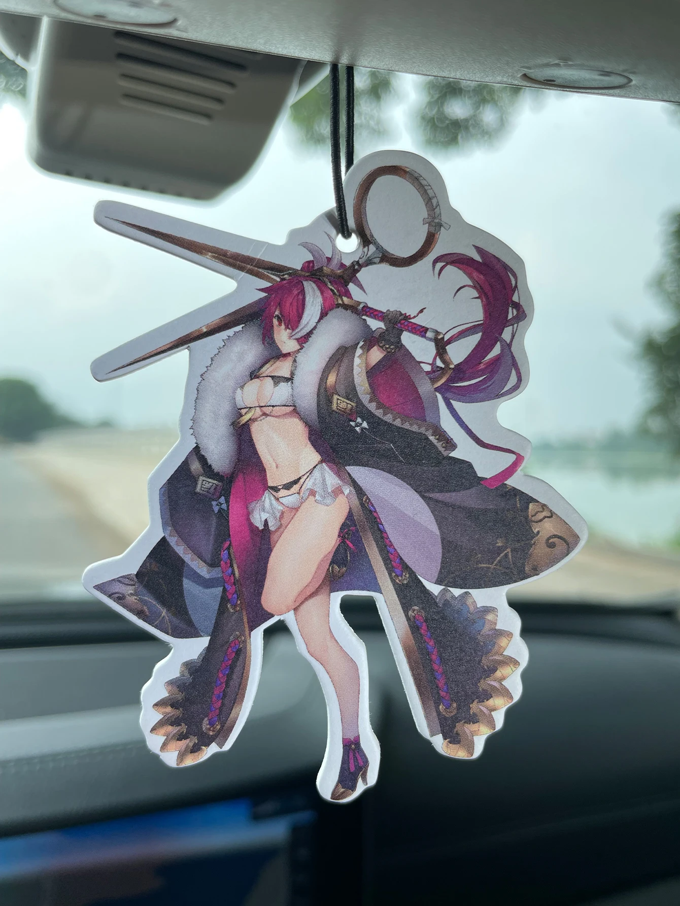 Anime Samurai Warrior Girl Hanging Car Air Freshener, Natural Plant Extract Scented Paper Air Freshener, Alcohol-Free, Long Last
