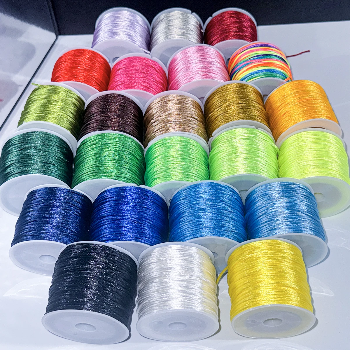 

25 Yards/Roll 1.5mm Thick Polyester Beading Cords Threads Multi-Color Durable Satin Cord DIY Jewelry Bracelets Necklaces Crafts