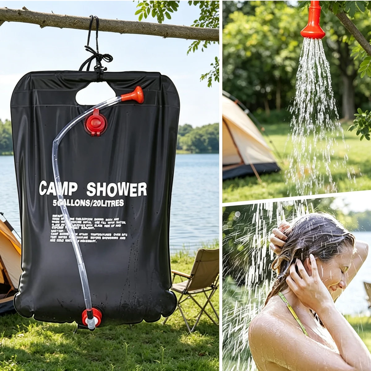 Large Capacity Portable Camping Shower Water Bag Outdoor Picnic Storage Bathing Foldable Bucket 20-liter Bottles Folding Car New