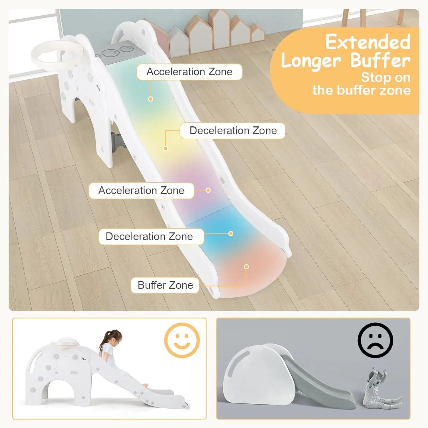 Glissière Ondulée pour Tout-Petit, 4 en 1, Glissière Intérieure pour Enfants, Charge Maximale de 330lb pour 18 Mois et Plus, Ballon de Basket-Ball, Escalade Extérieure