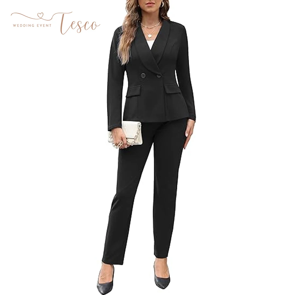 Customized Women's Fall Business Pant Suit Long Sleeve Formal 2 Piece Blazer Set Casual Office Work Outfits