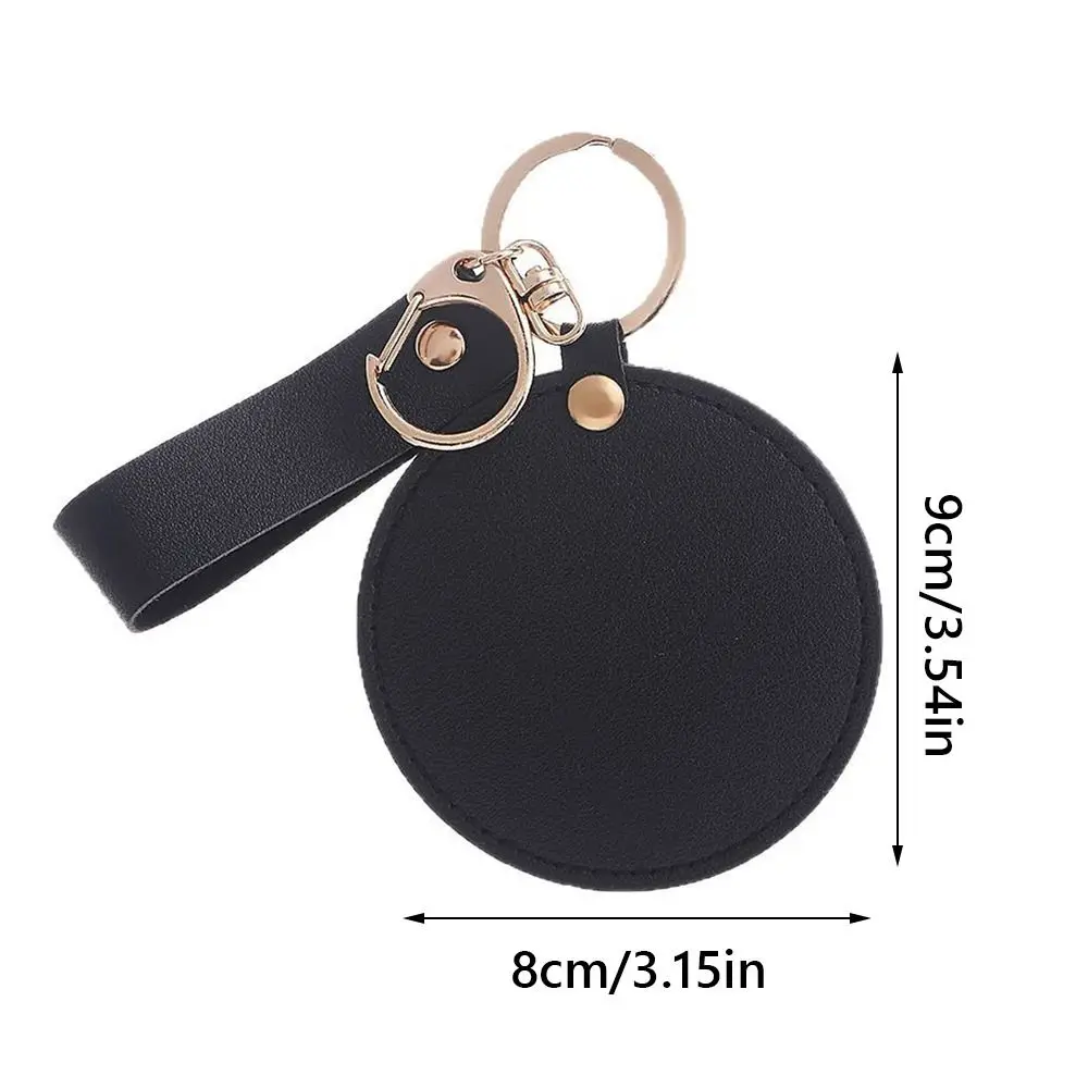 Mode PU-leer kleine make-upspiegel Ultradun lichtgewicht schattige kleine spiegel Draai ronde draagbare reisspiegel Zakformaat