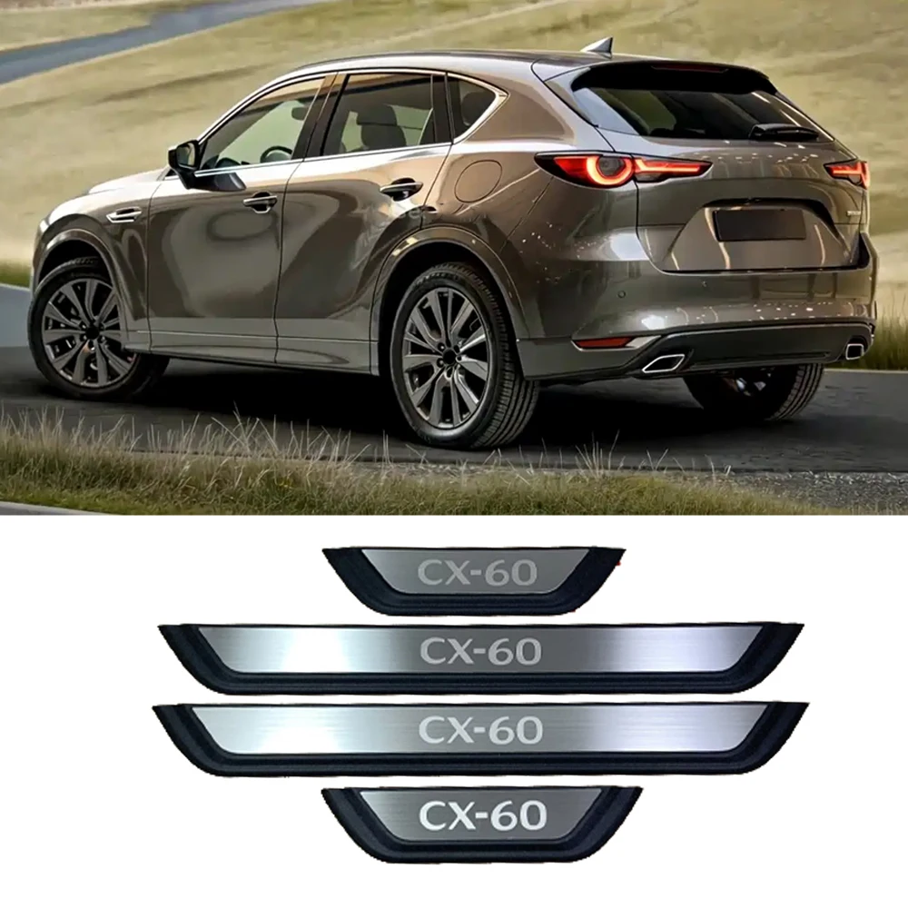 Car Door Sill Trim Strip For Mazda CX-60 CX60 2026 Auto Interior Protection Threshold Pedal Styling Stickers Accessories