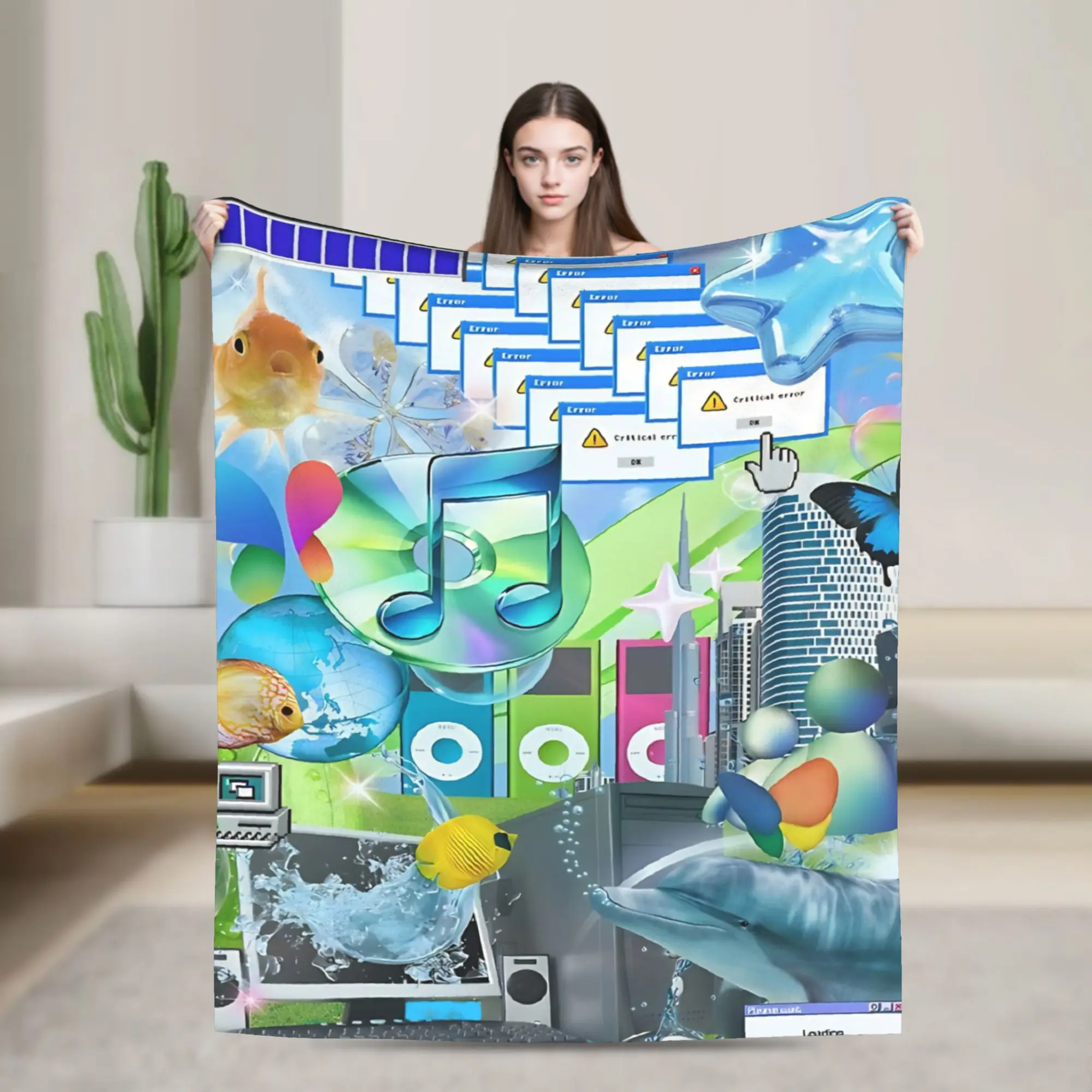 F-AERO Blankets Frutiger Aero Plush Awesome Soft Throw Blanket for Chair Covering Sofa Summer