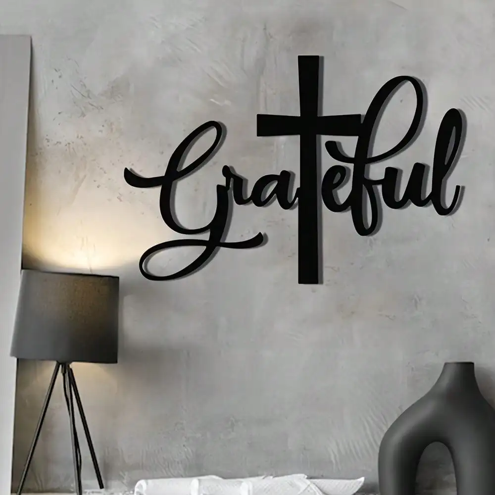 1 Pièce Décoration Murale Métallique Plate pour Salon, Plaque en Aluminium Décoration Religieuse pour la Maison, Ornement Suspendu Inspiré de la Foi pour Couloir